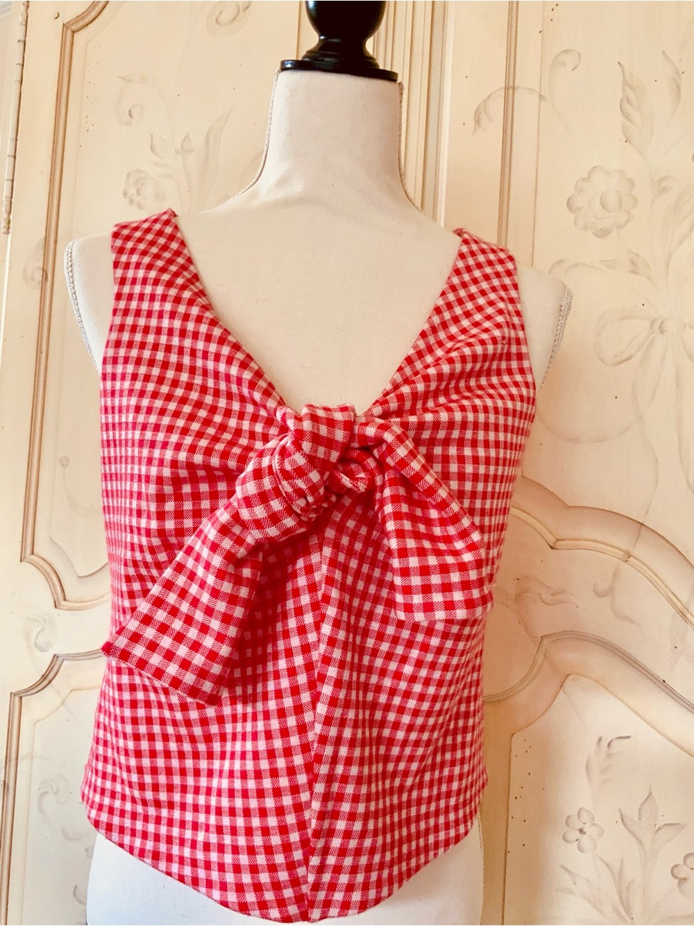 Anthropologie Eva Franco Gingham Top Bow Detail NWT - Picture 7 of 10